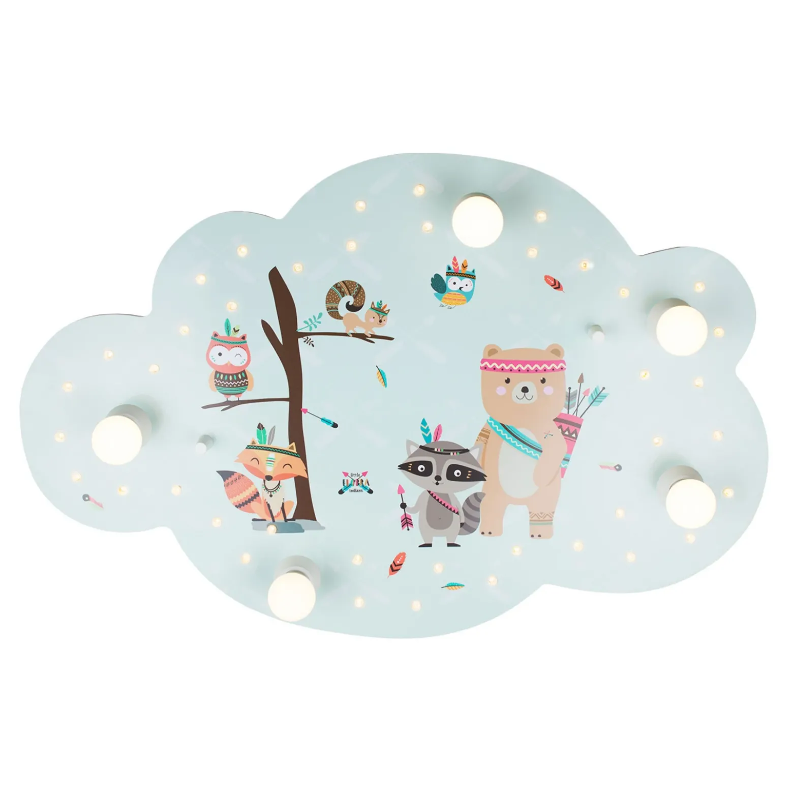 Lámpara de techo Little Indians, nubes, menta