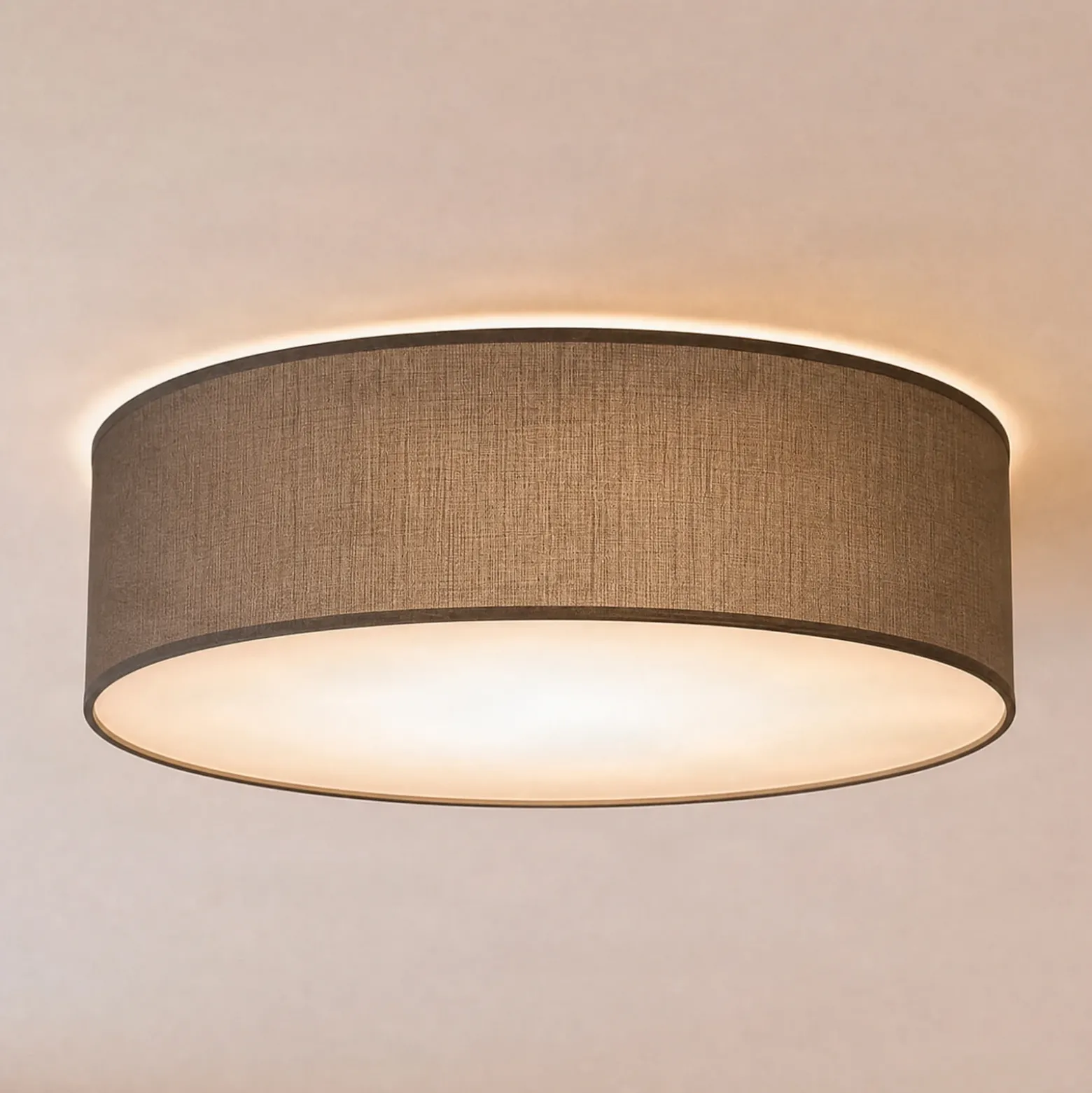 Lámpara de techo Marshall, gris, Ø 50 cm, metal/ratán