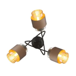 Lámpara de techo Milley, ámbar/bronce, cristal, Ø 43 cm, 3 luces, E27