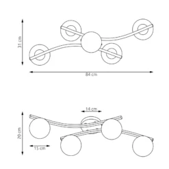 Lámpara de techo OPUS, longitud 85 cm, opal, longitud 84 cm, 4 luces.