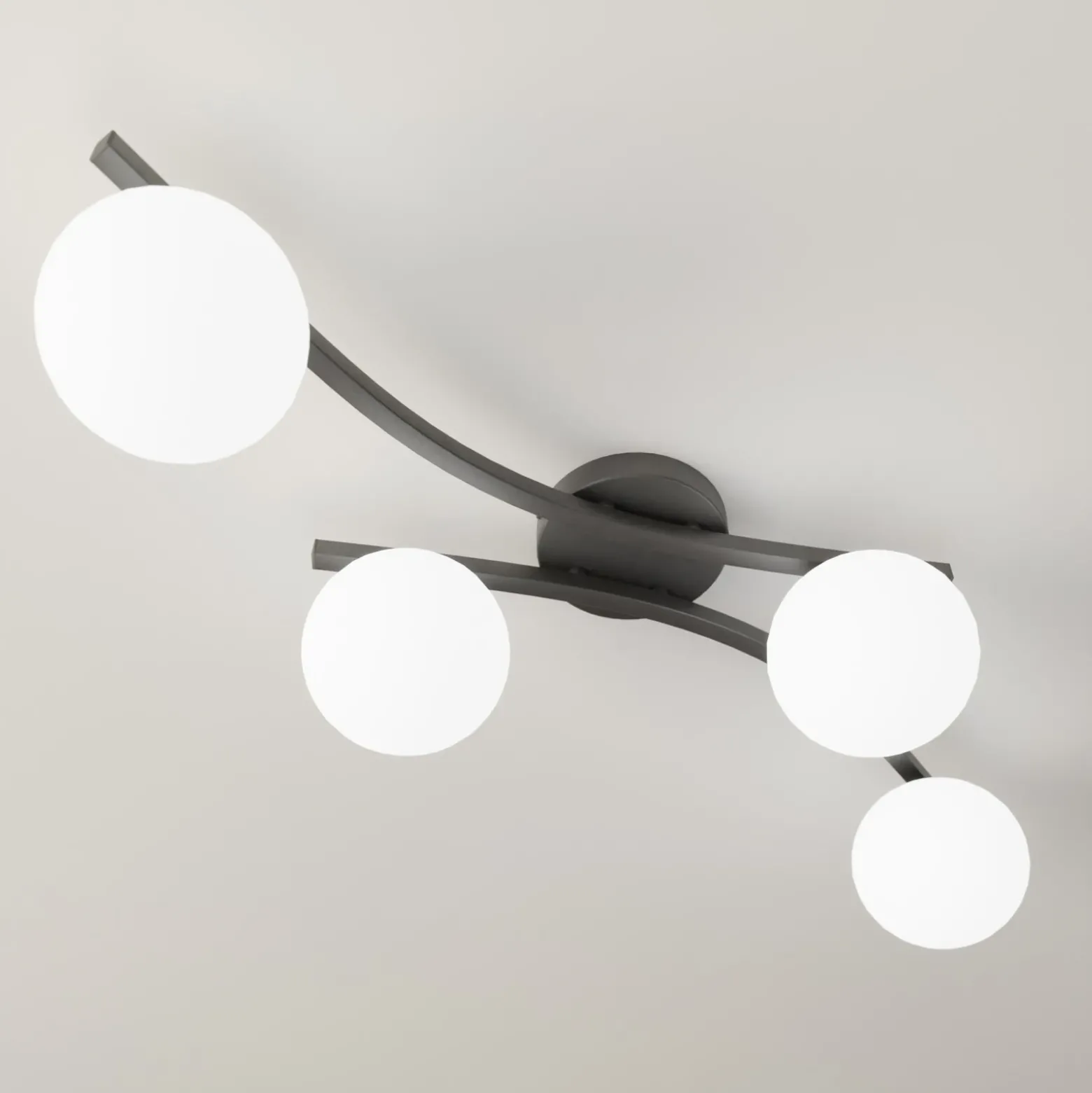 Lámpara de techo OPUS, longitud 85 cm, opal, longitud 84 cm, 4 luces.