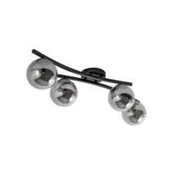 Lámpara de techo OPUS, longitud 84 cm, gris humo/negro, 4 luces.