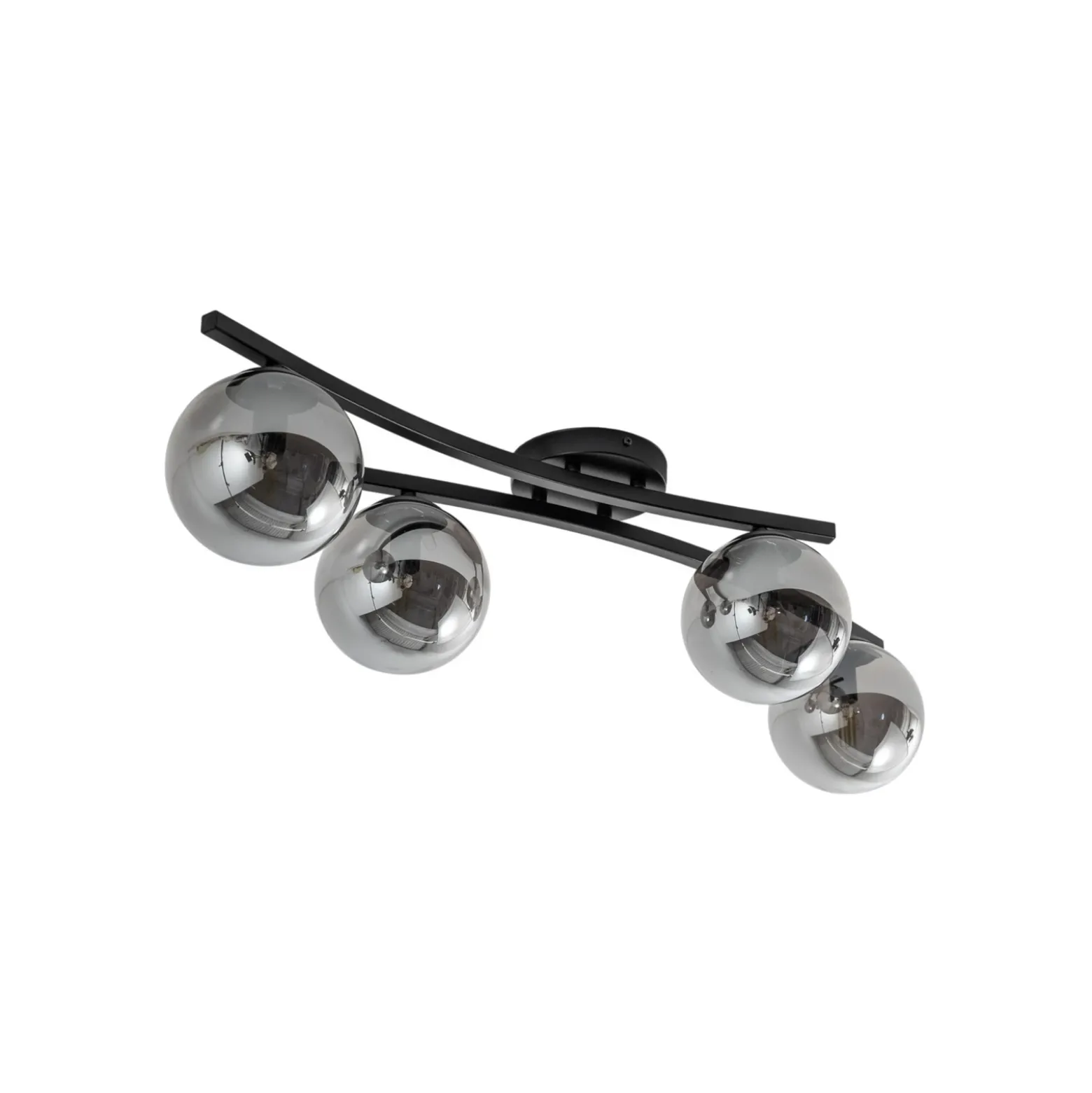 Lámpara de techo OPUS, longitud 84 cm, gris humo/negro, 4 luces.
