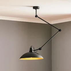Lámpara de techo 808 orientable, 1 luz, negro/dorado