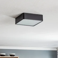 Lámpara de techo Oro de acero y cristal, negra, 25cm