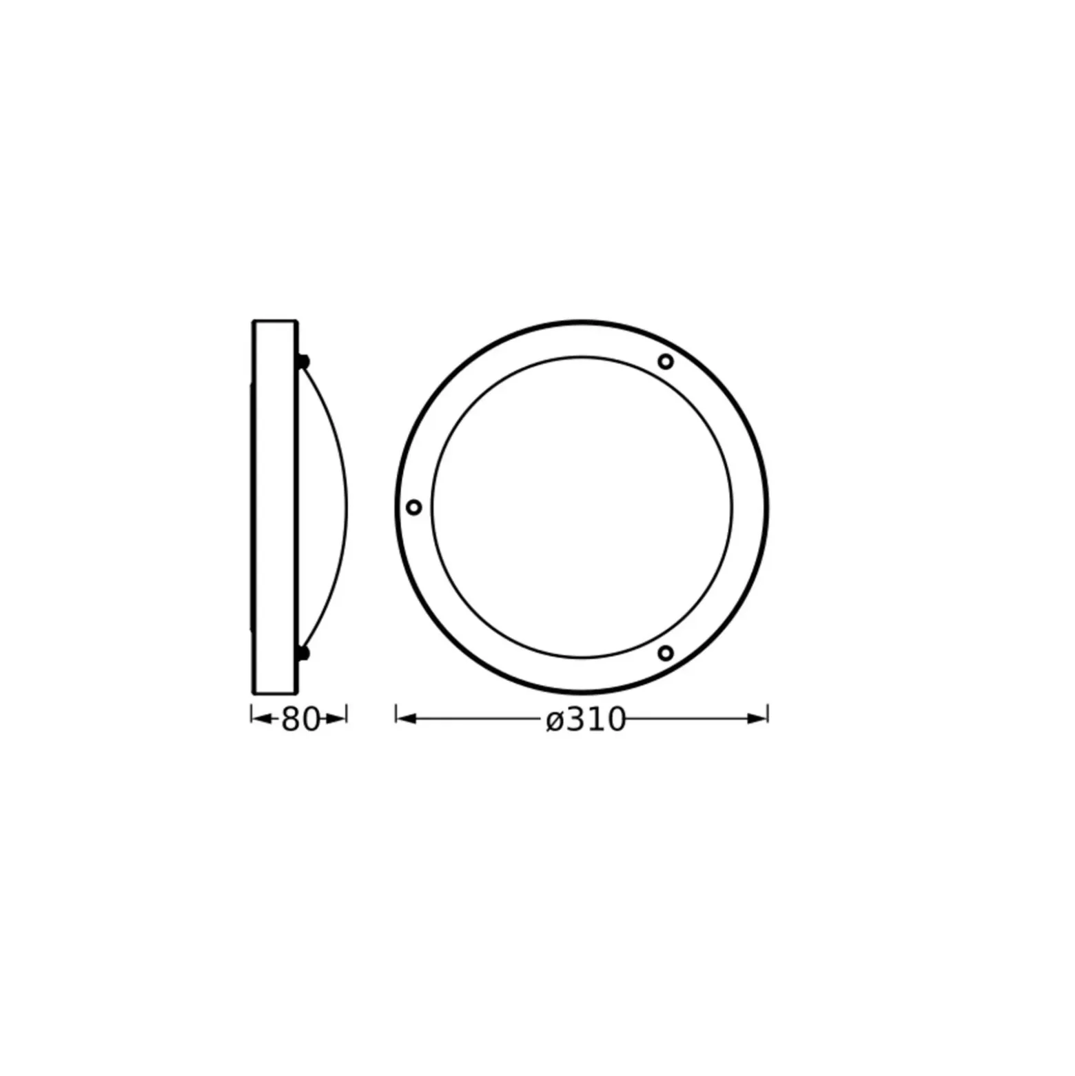 Lámpara de techo OSRAM BATHROOM, negra, Ø 31 cm, metal/vidrio, IP44