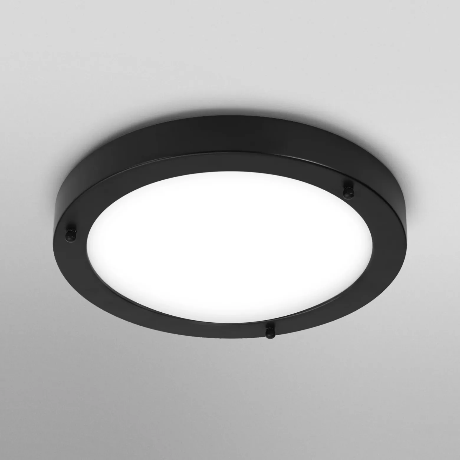 Lámpara de techo OSRAM BATHROOM, negra, Ø 31 cm, metal/vidrio, IP44