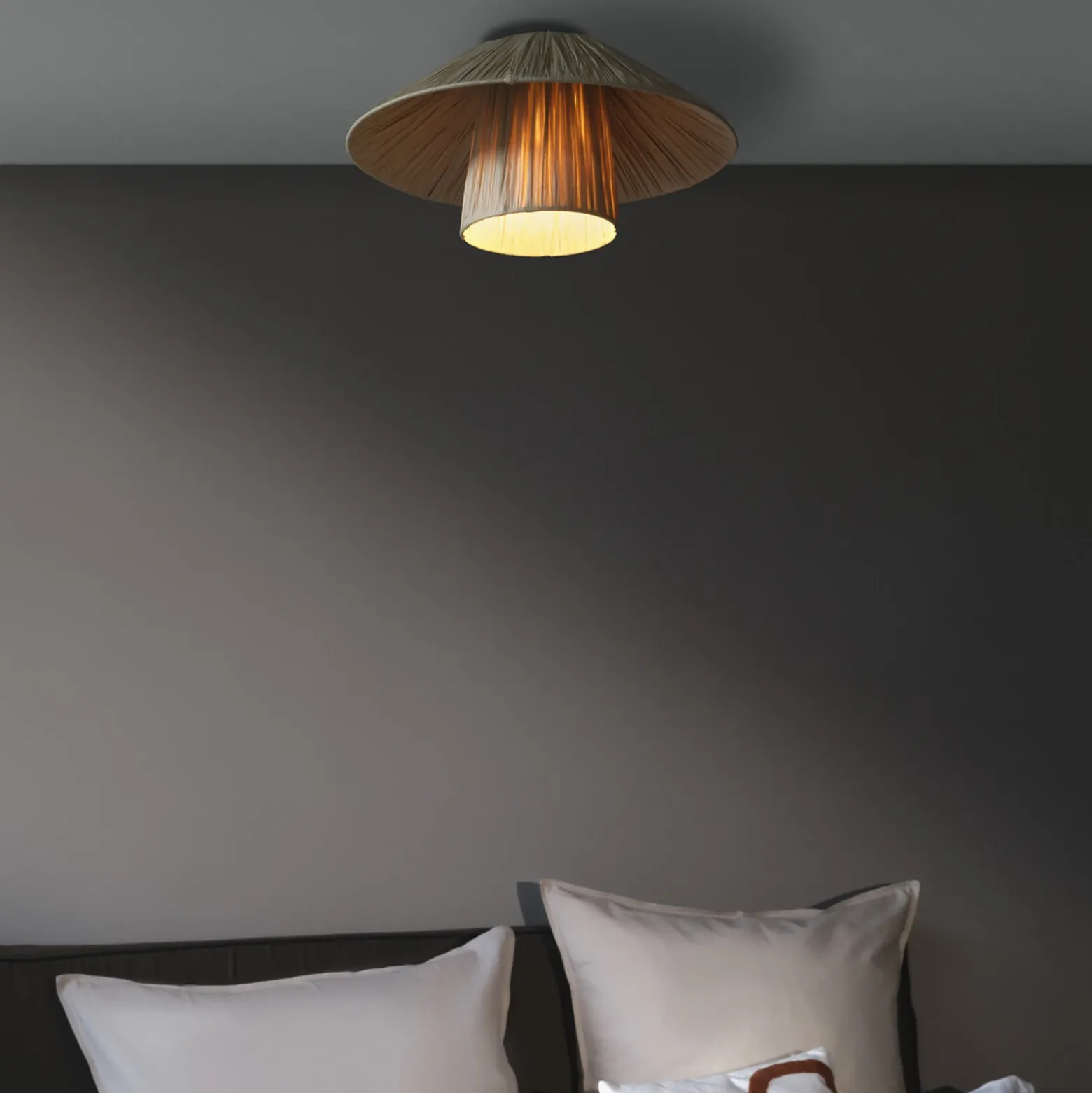 Lámpara de techo OSRAM Decor Bamboo Paper Hat Ø 40 cm, bambú E27
