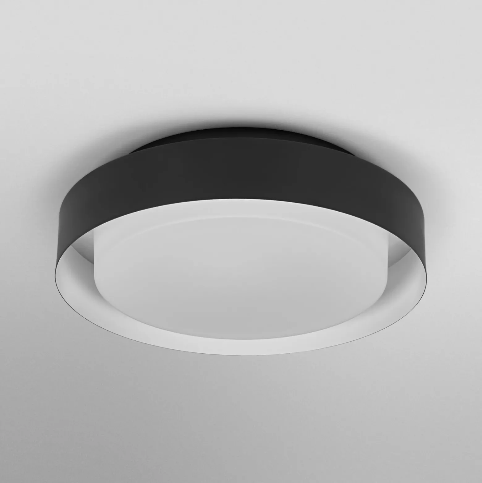 Lámpara de techo OSRAM ORBIS MADRID, negra, Ø 29 cm, metal/vidrio