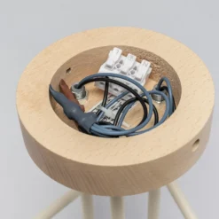 Lámpara de techo Oxford, beige arena, madera, metal, 5 luces, Ø 47 cm
