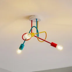 Lámpara de techo Oxford 3 luces naranja/rojo/turquesa