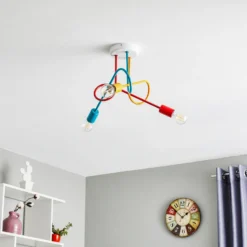 Lámpara de techo Oxford 3 luces naranja/rojo/turquesa