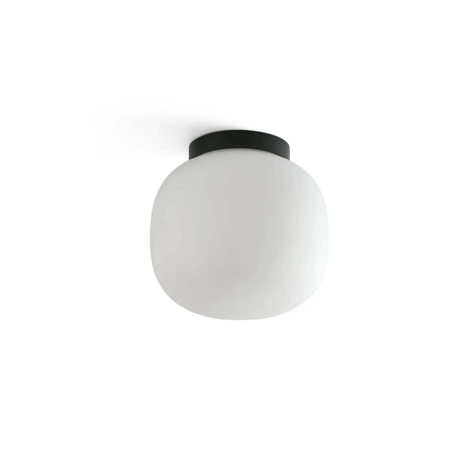 Lámpara de techo para baño Amelia, negro/ópal, cristal, Ø 21,5 cm