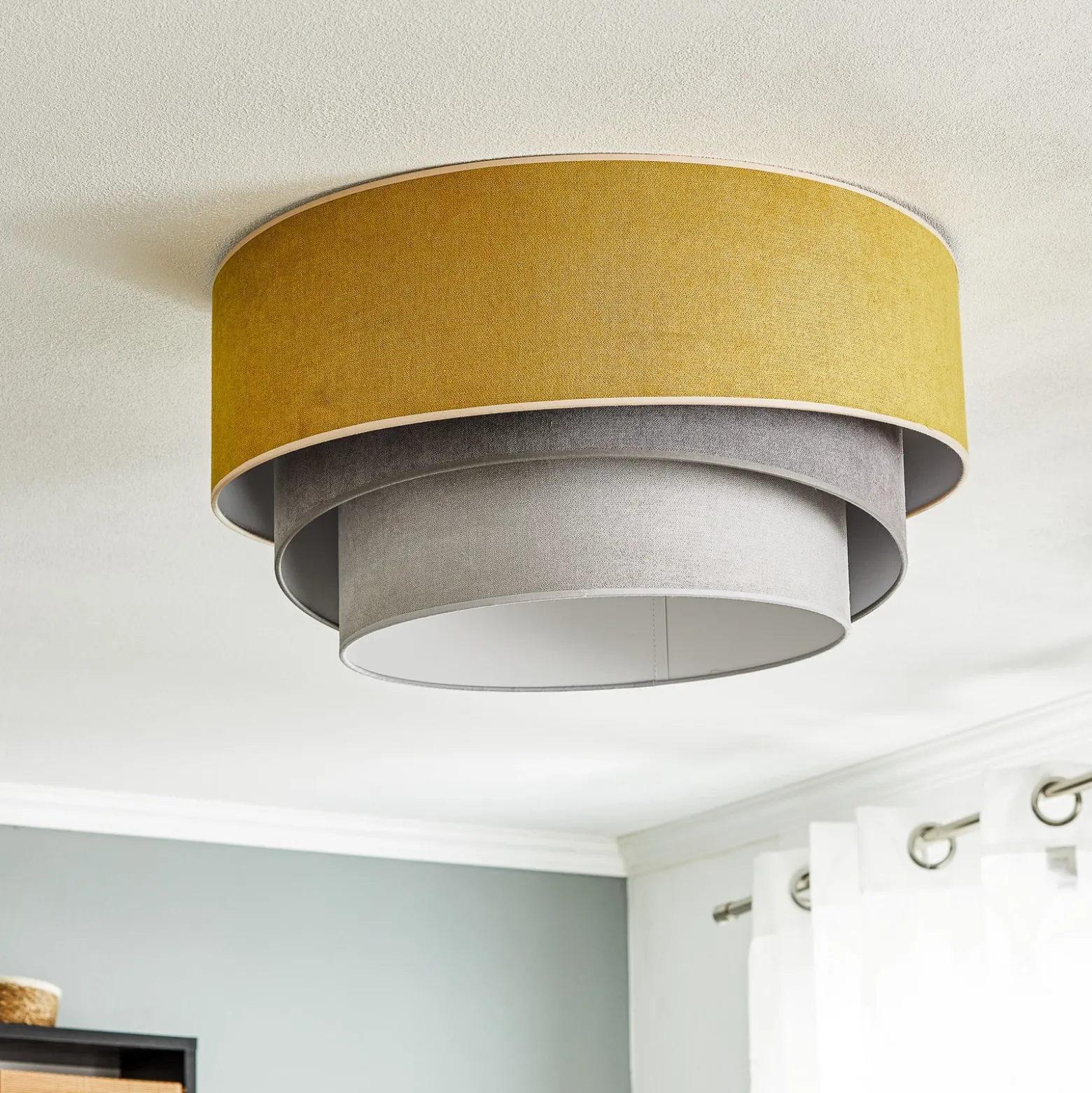 Lámpara de techo Pastell Trio Ø 60 cm mostaza/gris/gris claro