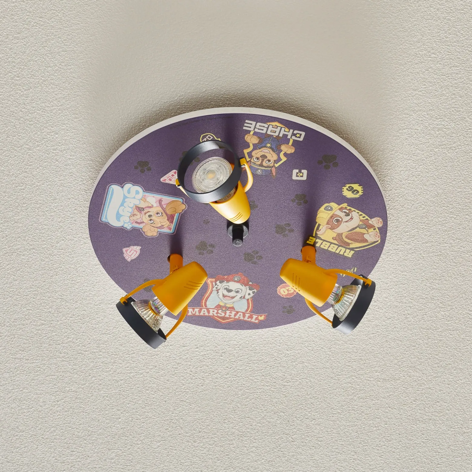 Lámpara de techo Paw Patrol con tres focos