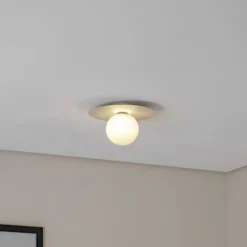 Lámpara de techo Pixie, beige, cristal, Ø 25 cm, esfera, G9