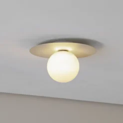 Lámpara de techo Pixie, beige, cristal, Ø 25 cm, esfera, G9