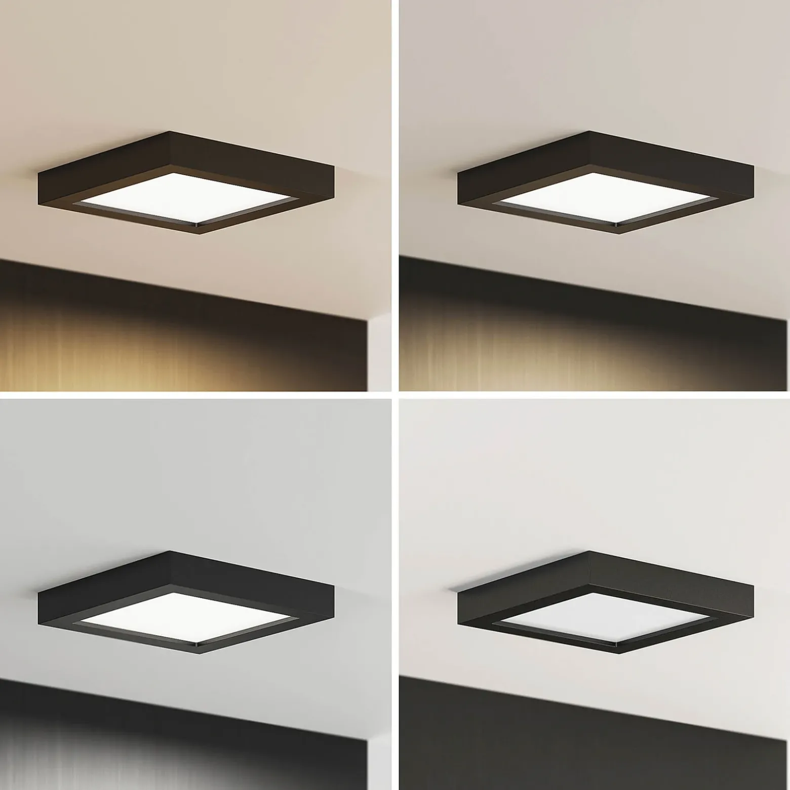 Lámpara de techo Prios LED Alette, negra, 18 W, CCT, atenuable
