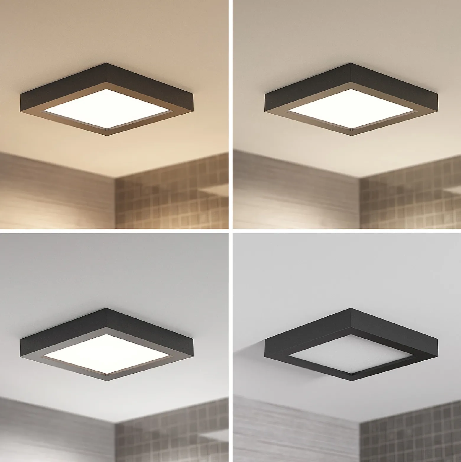 Lámpara de techo Prios LED Alette, negra, 24 W, CCT, atenuable