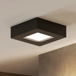 Lámpara de techo Prios LED Alette, negra, 6 W, CCT, atenuable