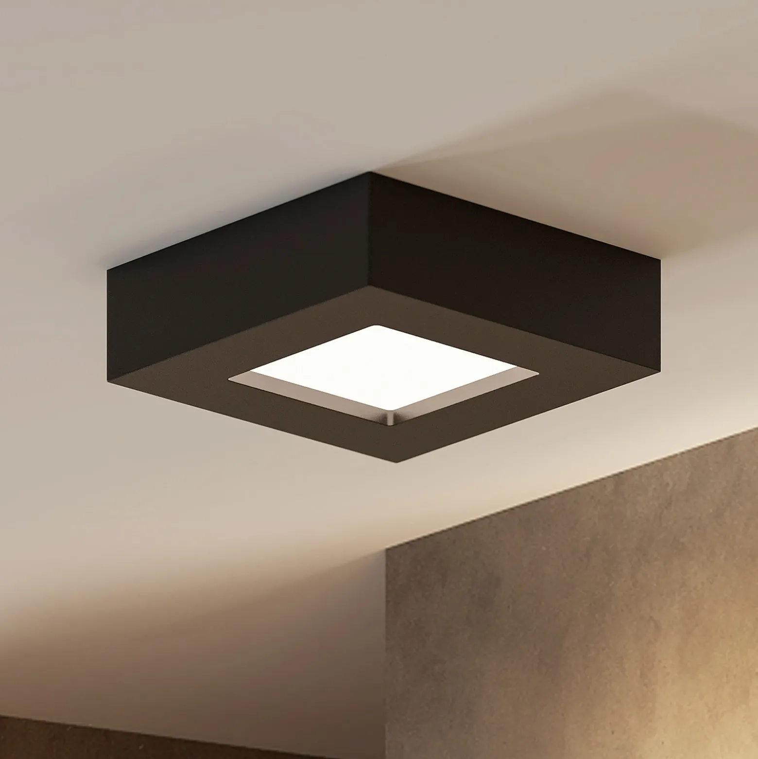 Lámpara de techo Prios LED Alette, negra, 6 W, CCT, atenuable