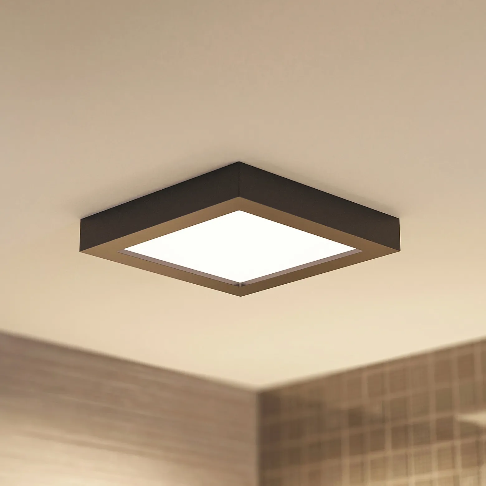 Lámpara de techo Prios LED Alette, negra, 24 W, CCT, atenuable