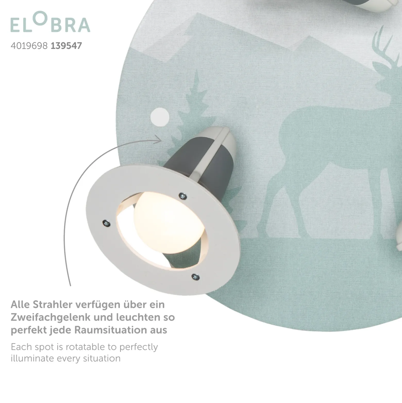Lámpara de techo Scandi forest, verde menta, Ø 29 cm, 3 luces, E14