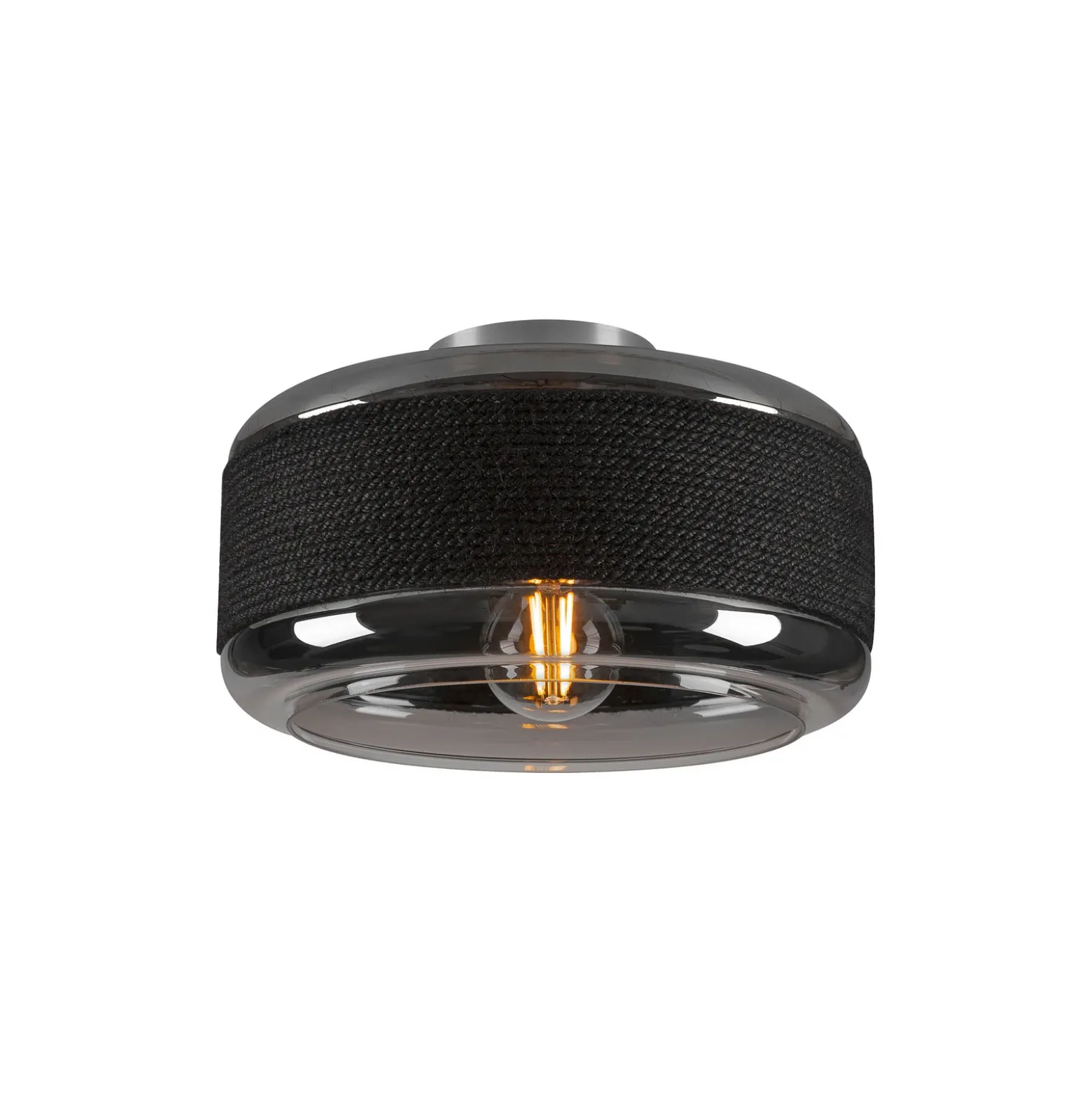 Lámpara de techo SLV Pantilo Rope 27, negro/gris/plata, cristal