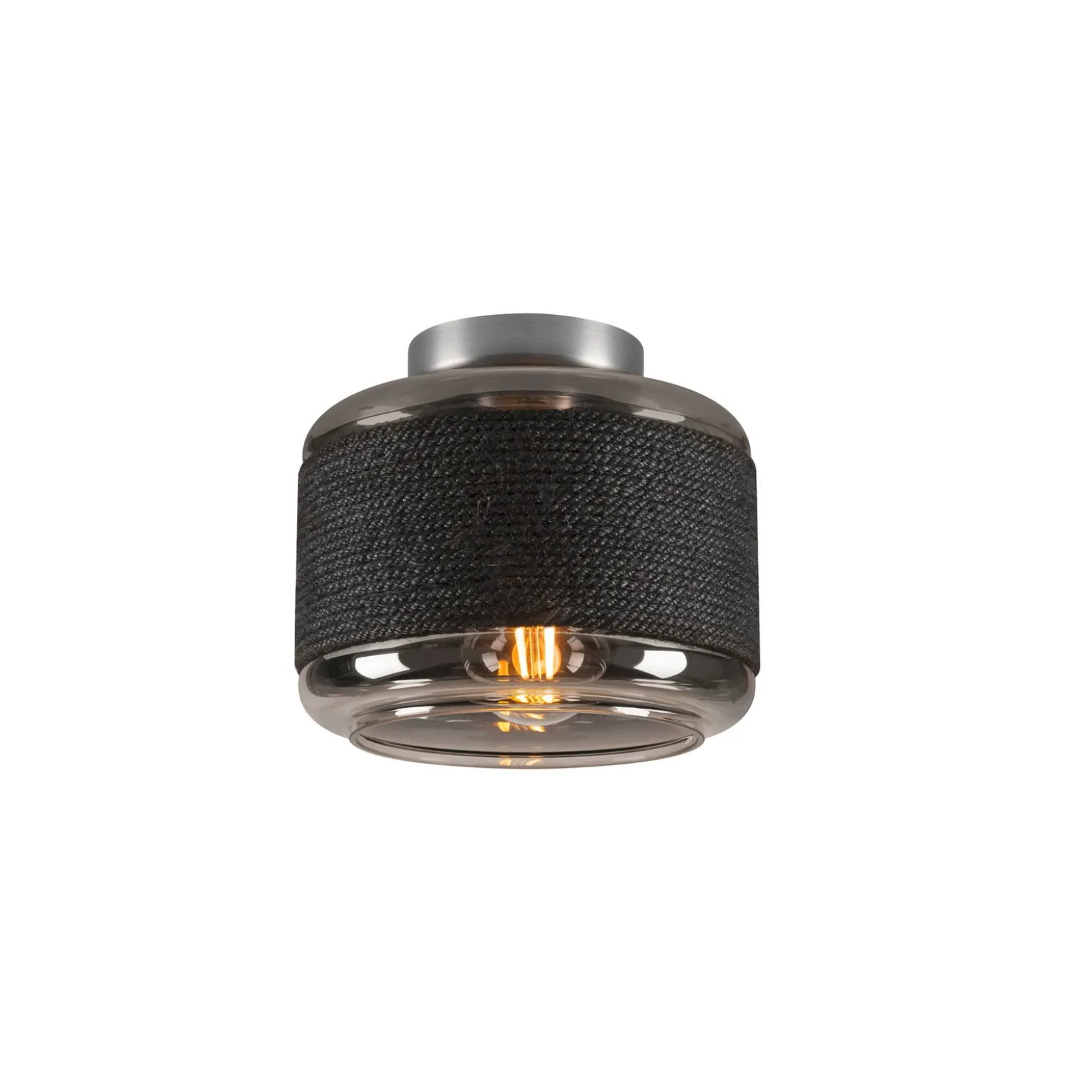 Lámpara de techo SLV Pantilo Rope 19, negro/gris/plata, cristal