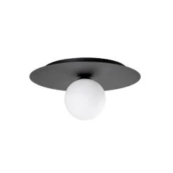 Lámpara de techo solar, negro/ópalo, 1 luz