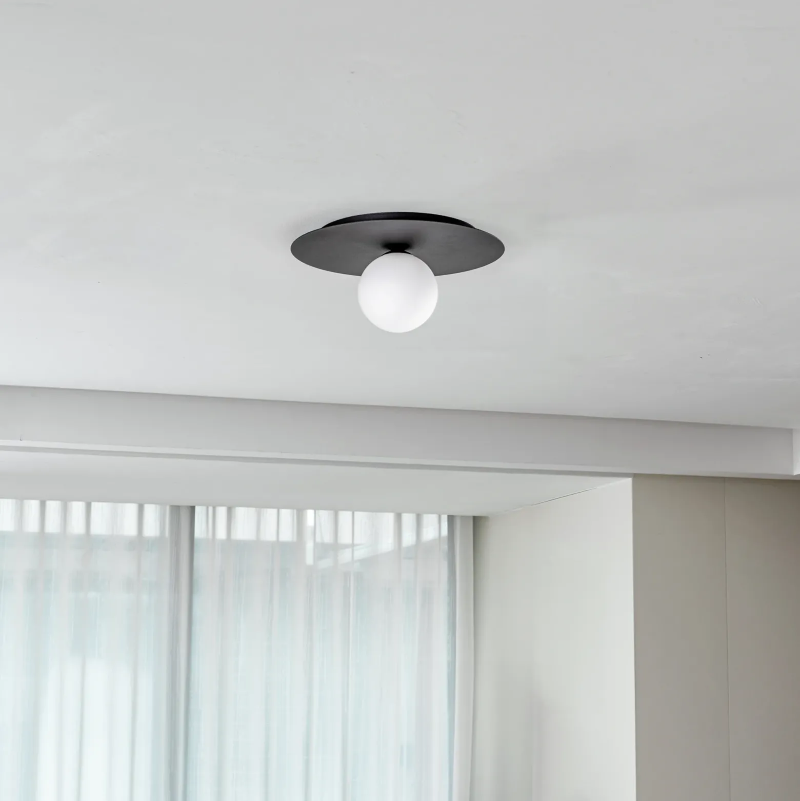 Lámpara de techo solar, negro/ópalo, 1 luz
