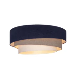 Lámpara de techo Trio, azul oscuro/beige, Ø 60 cm, tejido, E27
