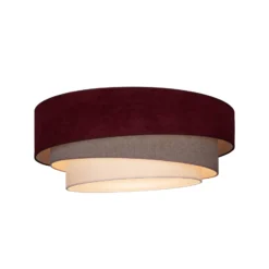 Lámpara de techo Trio, rojo oscuro/beige, Ø 60 cm, tejido, E27