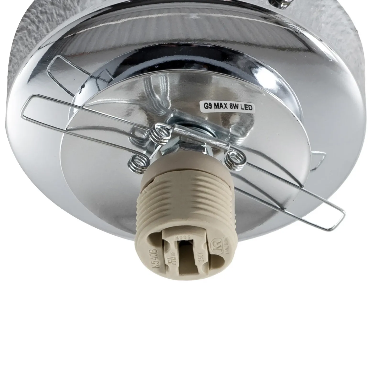 Lámpara de techo Ufo, cromada/blanca, Ø 18 cm, cristal, G9