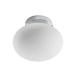 Lámpara de techo Ufo, cromada/blanca, Ø 18 cm, cristal, G9
