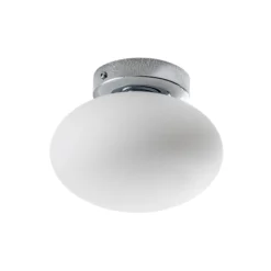 Lámpara de techo Ufo, cromada/blanca, Ø 18 cm, cristal, G9