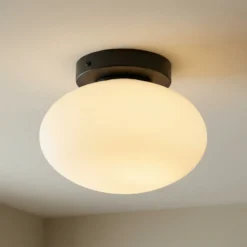 Lámpara de techo Ufo, negro/blanco, Ø 18 cm, cristal, G9