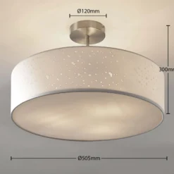 Lámpara de techo Umma de Lindby, distancia, blanco, tela, Ø 50 cm, E27