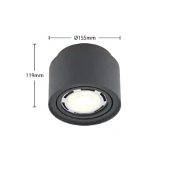 Lámpara de techo Walisa de Arcchio, Ø 15 cm, negra, metal, GU10