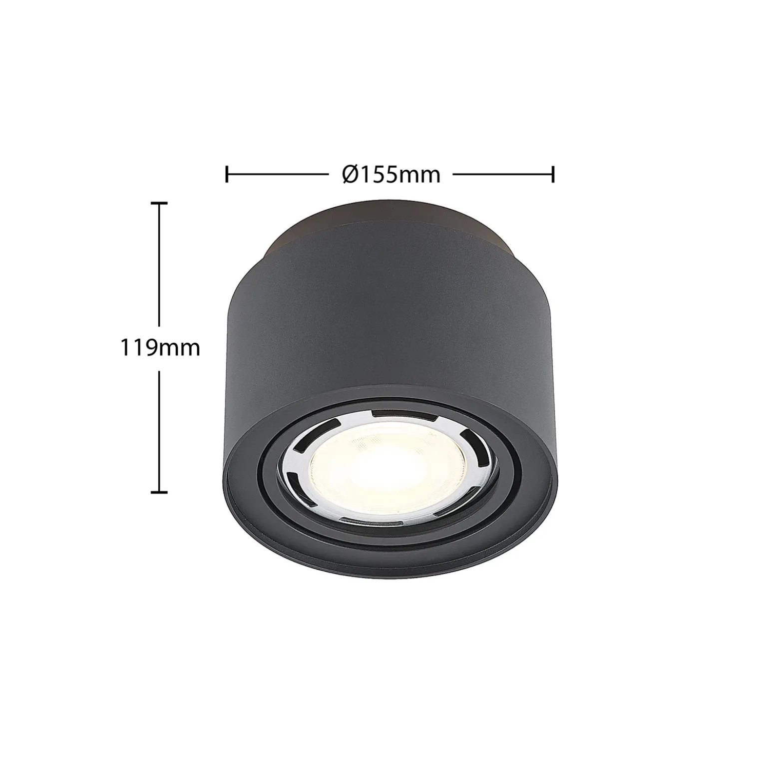 Lámpara de techo Walisa de Arcchio, Ø 15 cm, negra, metal, GU10
