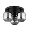Lámpara de techo Xia, Ø 37 cm, gris humo, 3 luces, cristal