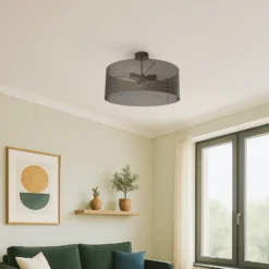 Lámpara de techo Zofia, marrón café, metal, Ø 50 cm, 3 luces, E27