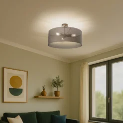 Lámpara de techo Zofia, marrón café, metal, Ø 50 cm, 3 luces, E27