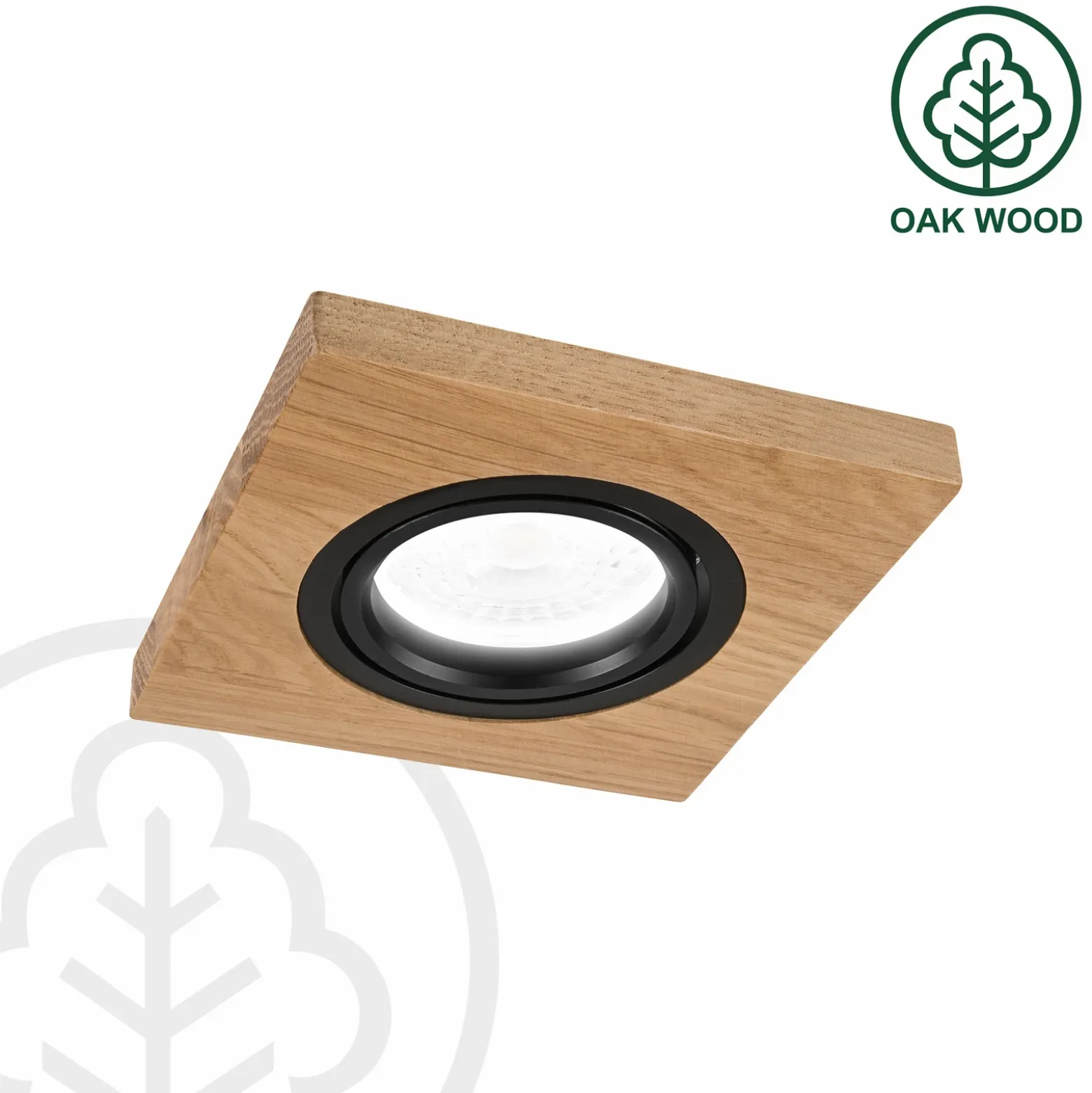 Lámpara empotrable en techo Tobby, 10 x 10 cm, juego de 3, madera de roble GU10