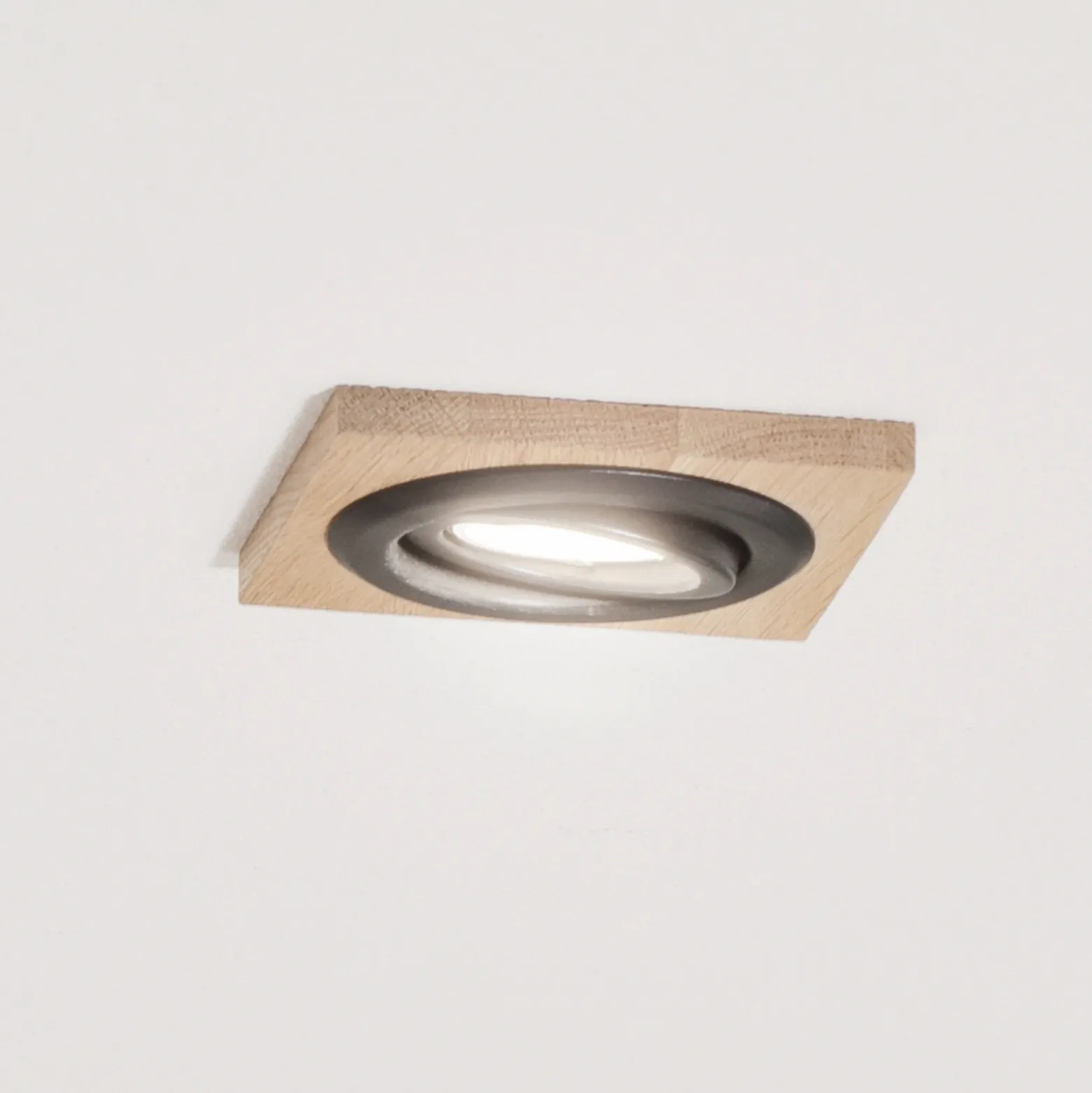 Lámpara empotrable en techo Tobby, 10 x 10 cm, juego de 3, madera de roble GU10