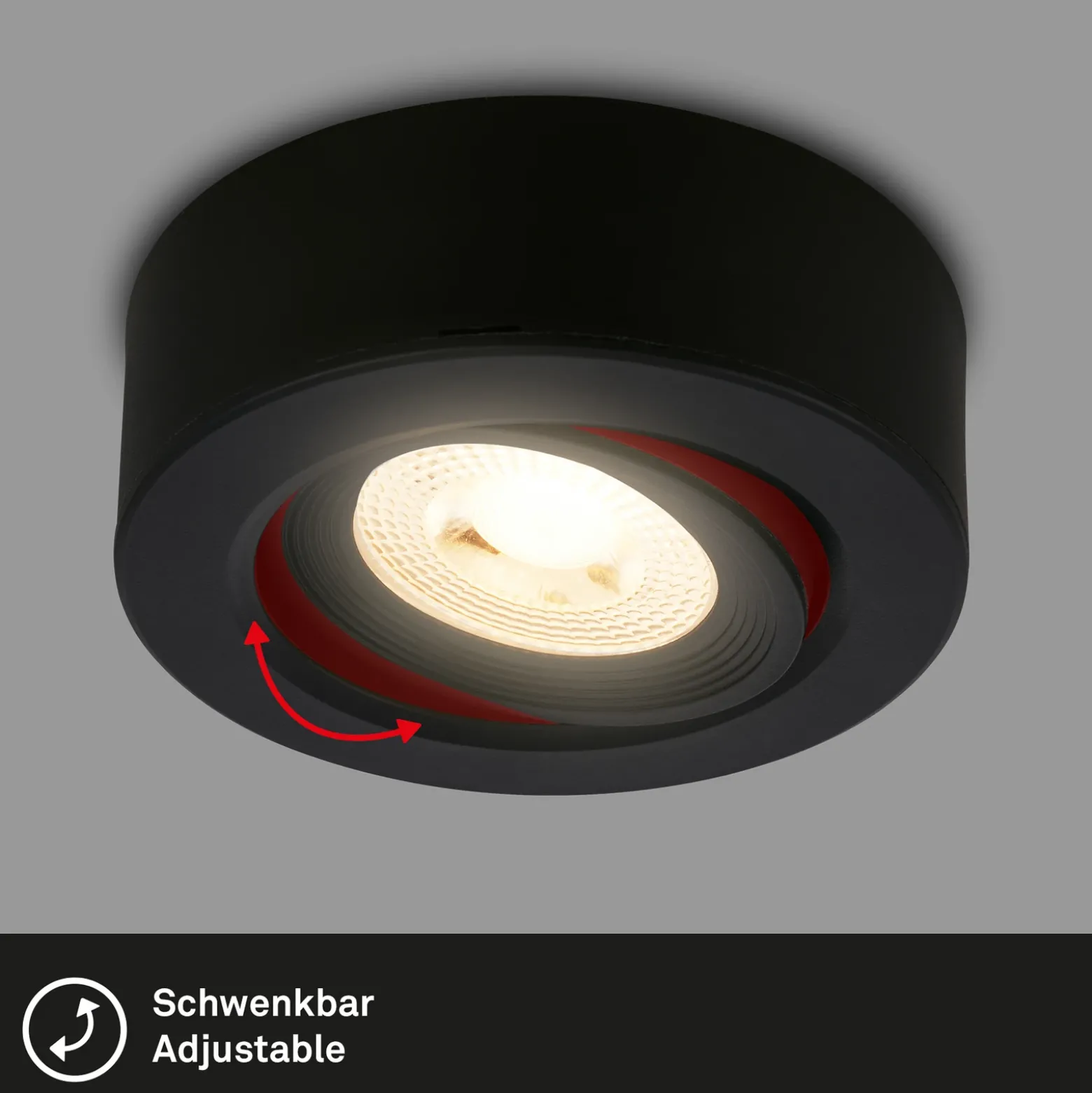 Lámpara empotrable LED Desi, negra, Ø9cm, encendido/apagado, 3000K