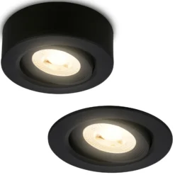 Lámpara empotrable LED Desi, negra, Ø9cm, encendido/apagado, 3000K