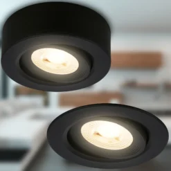 Lámpara empotrable LED Desi, negra, Ø9cm, encendido/apagado, 3000K