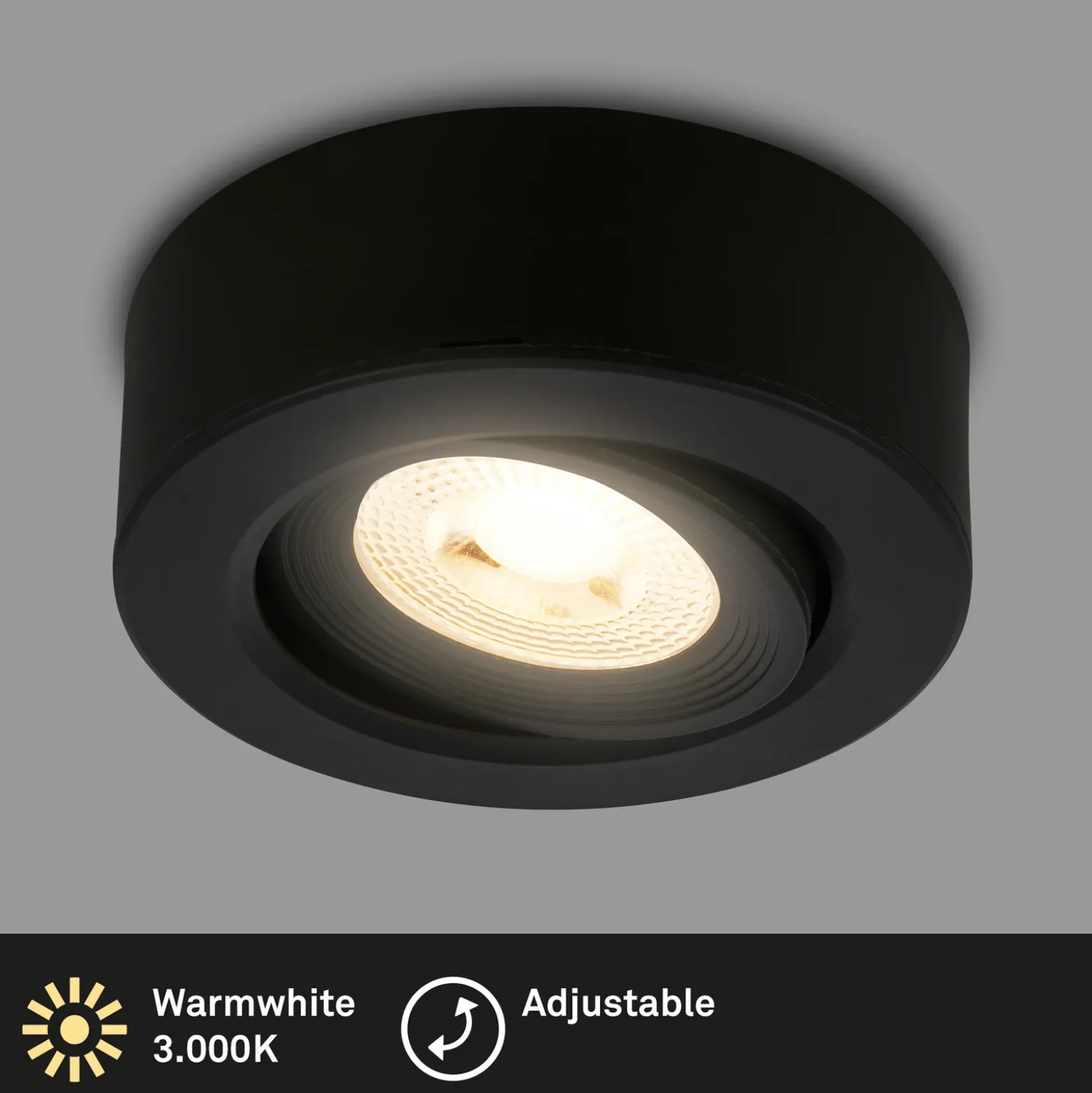 Lámpara empotrable LED Desi, negra, Ø9cm, encendido/apagado, 3000K