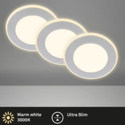 Lámpara empotrable LED Gima, cromo mate, 3.000 K, juego de 3